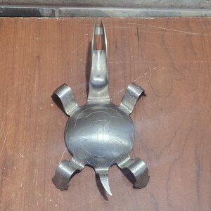 Lager Head Black & Tan Turtle Snapper Metal Bottle Opener Silver Tone